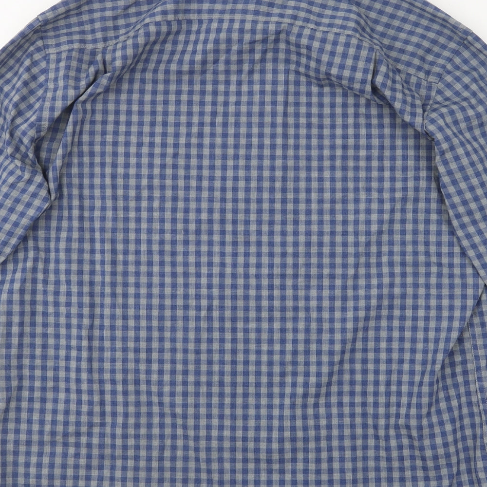 Sonoma Mens Blue Check Cotton  Button-Up Size L Collared