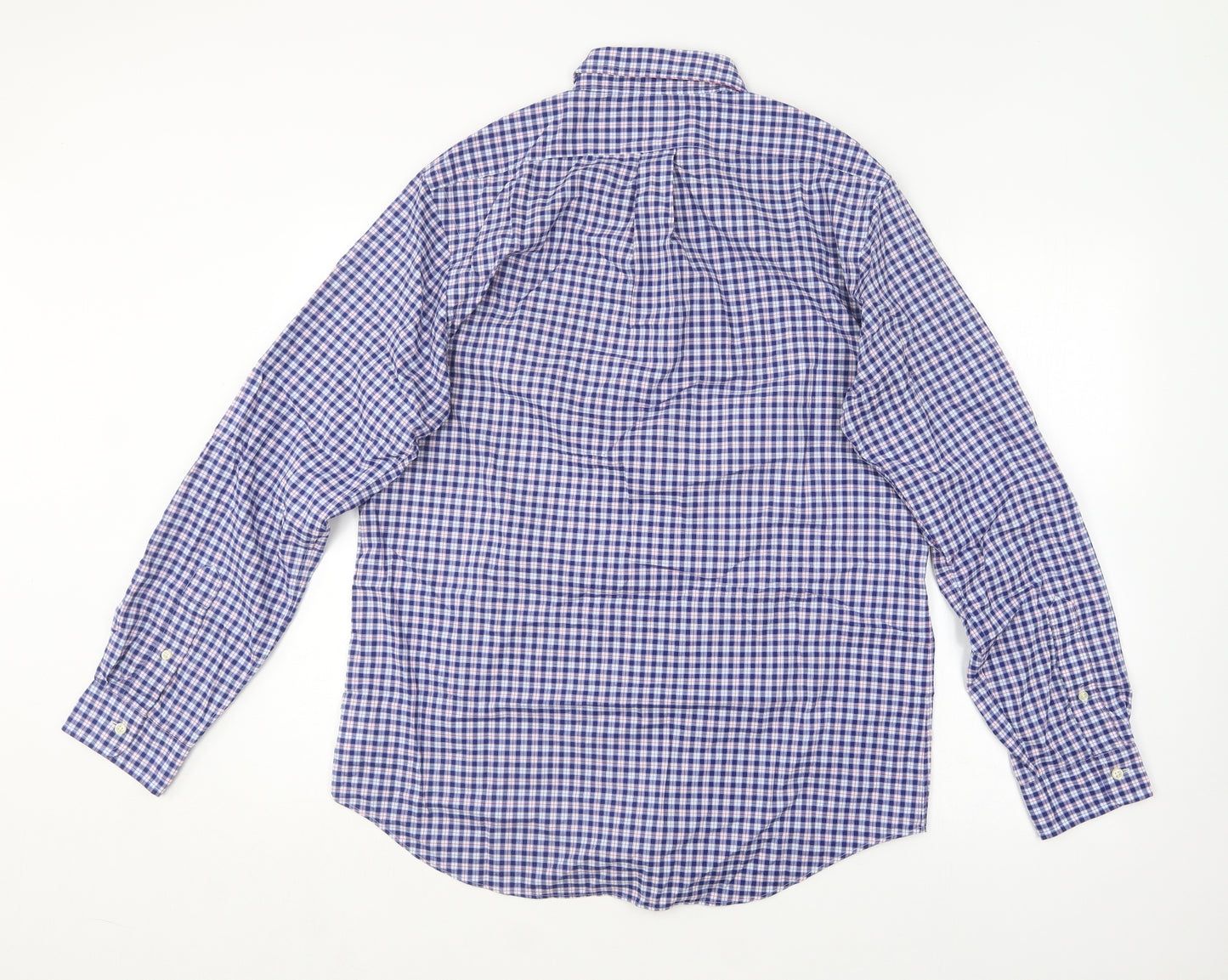 Ralph Lauren Mens Blue Check Cotton  Button-Up Size L Collared