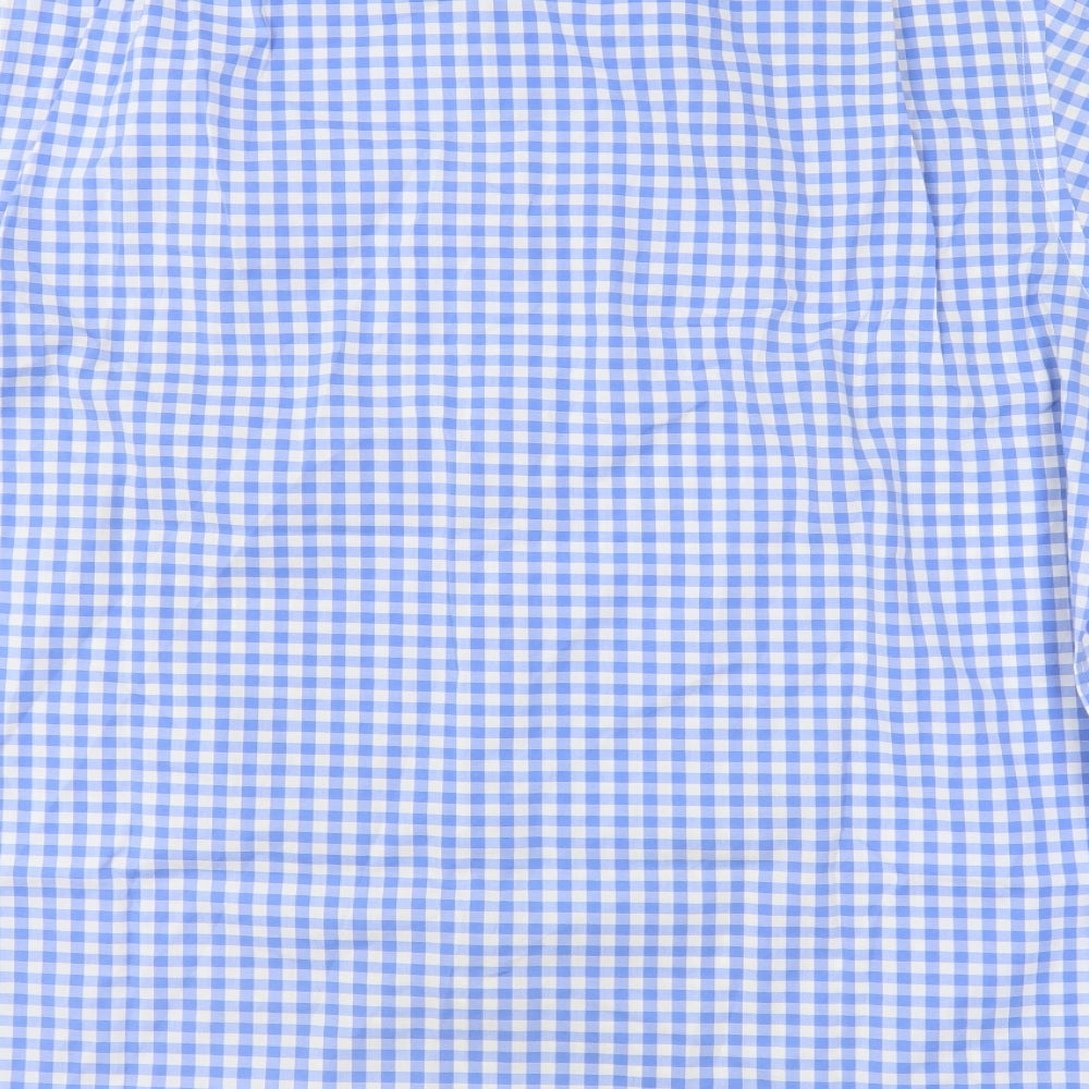Cremieux Mens Blue Check Cotton  Button-Up Size L Collared