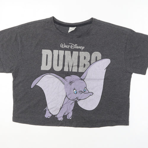 New Look Womens Grey  Cotton Basic T-Shirt Size S Round Neck