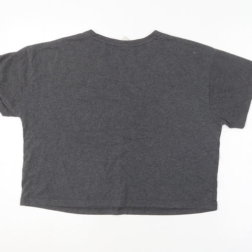 New Look Womens Grey  Cotton Basic T-Shirt Size S Round Neck