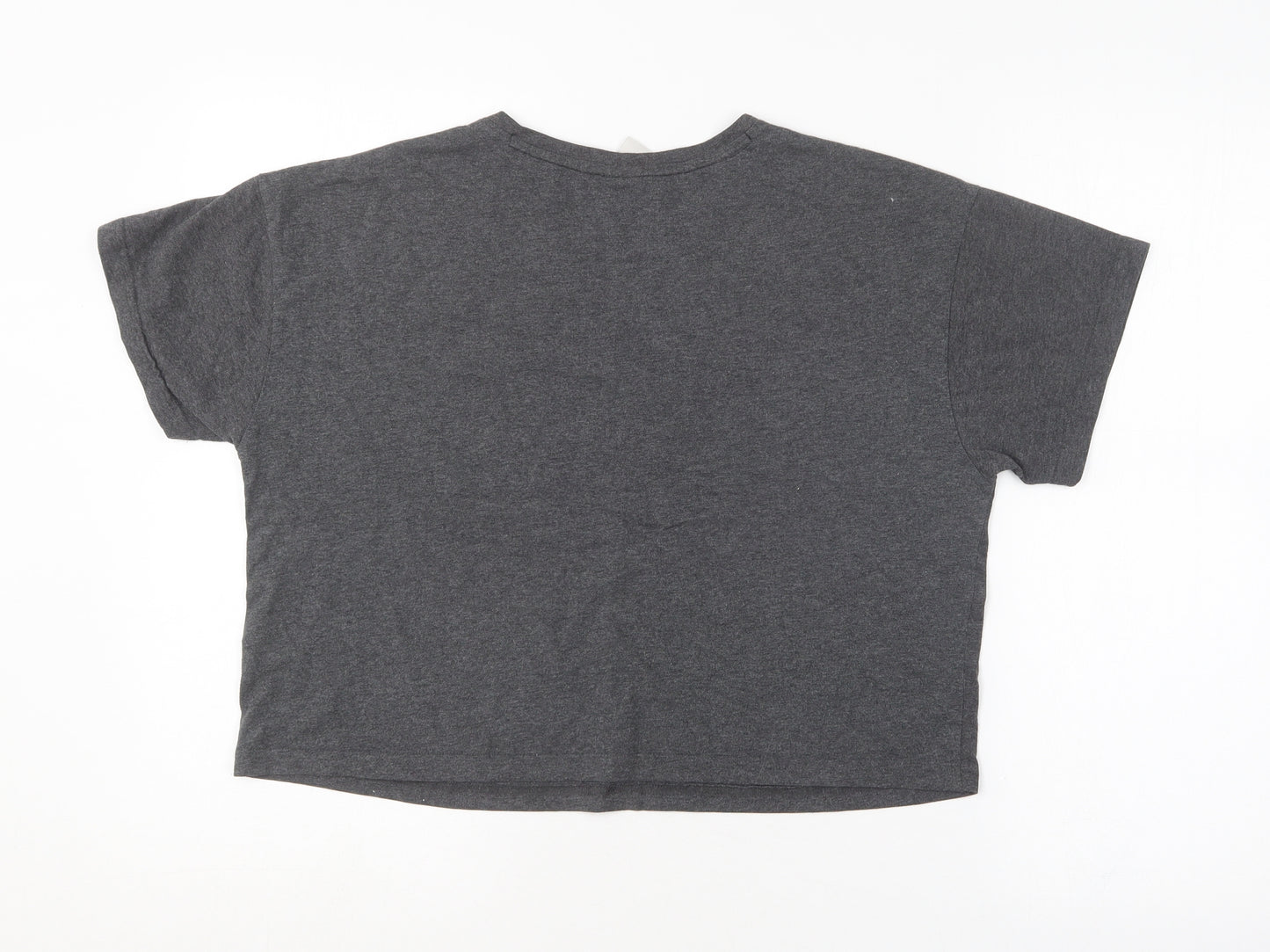 New Look Womens Grey  Cotton Basic T-Shirt Size S Round Neck