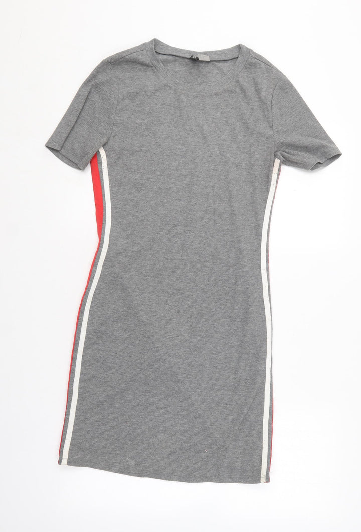 H&M Womens Grey Polyester Bodycon Size 42 Round Neck