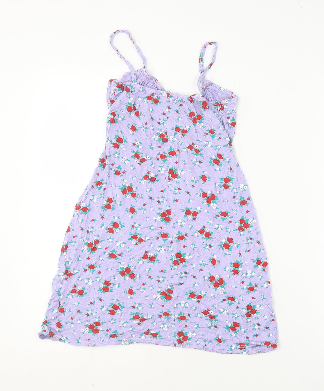 Boohoo Womens Purple Floral Viscose Camisole T-Shirt Size 8 Square Neck