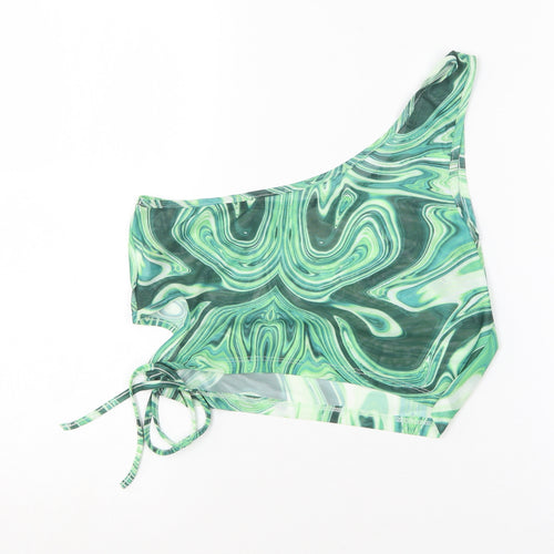 SheIn Womens Green  Polyester Cropped Blouse Size L One Shoulder