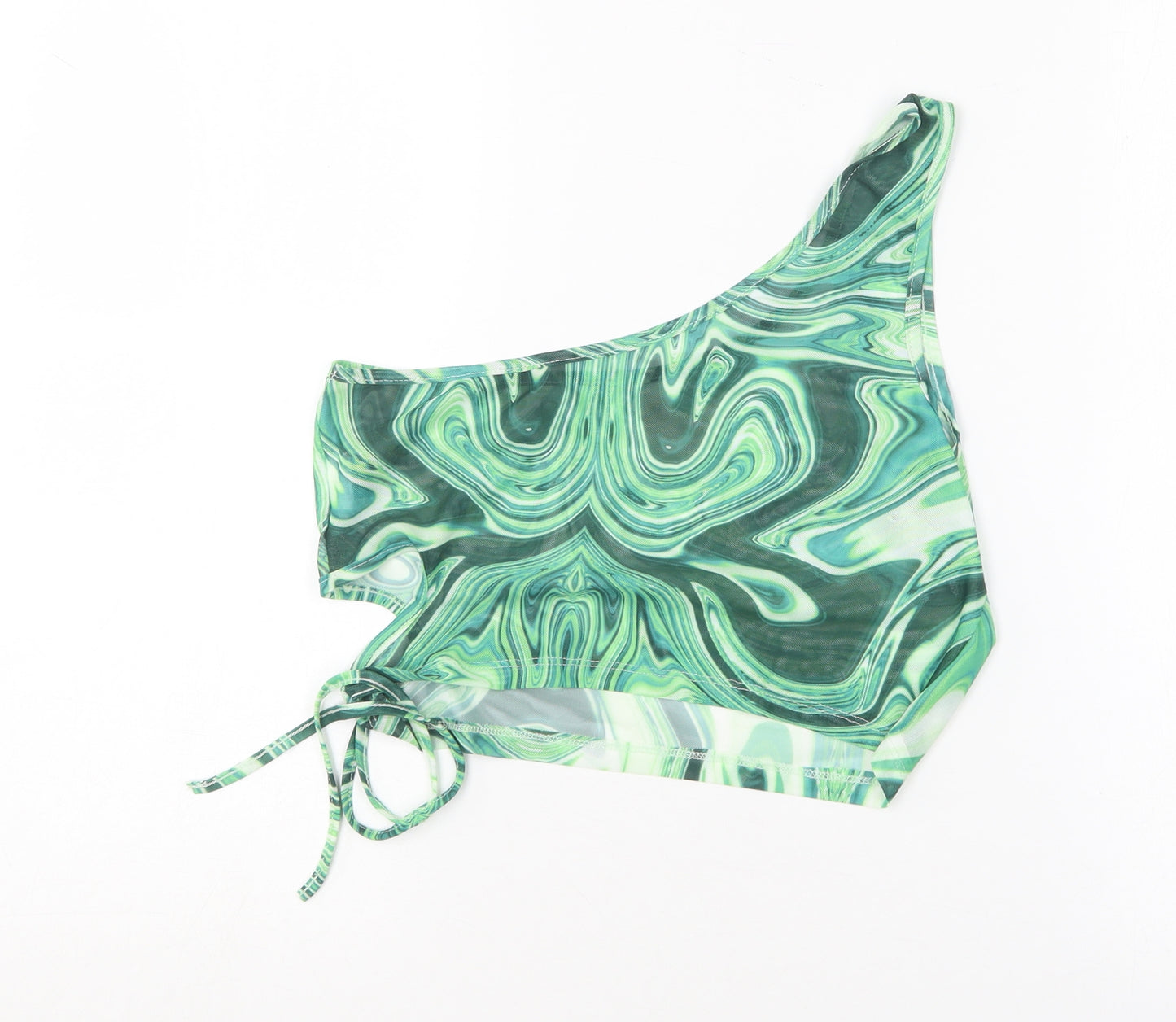 SheIn Womens Green  Polyester Cropped Blouse Size L One Shoulder