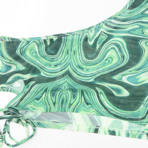 SheIn Womens Green  Polyester Cropped Blouse Size L One Shoulder