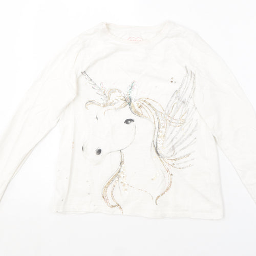 NEXT Girls White  Cotton Basic T-Shirt Size 10 Years Round Neck