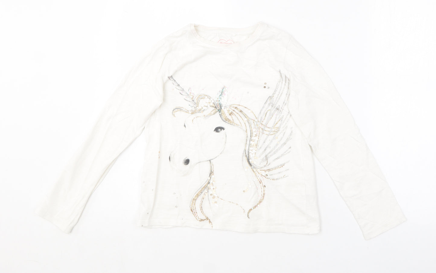 NEXT Girls White  Cotton Basic T-Shirt Size 10 Years Round Neck
