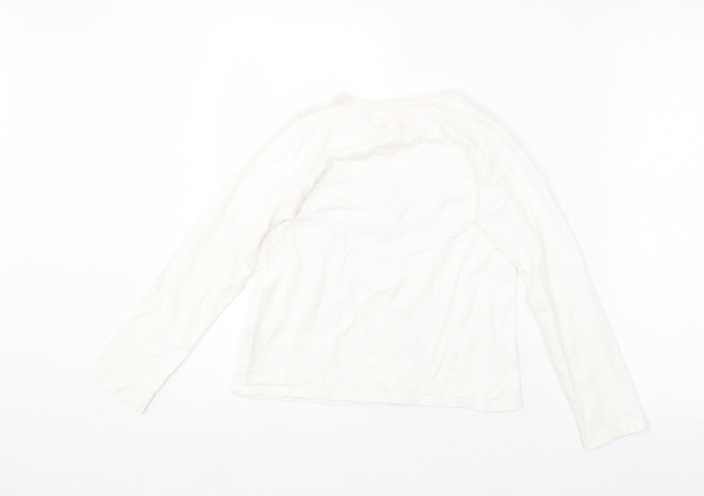 NEXT Girls White  Cotton Basic T-Shirt Size 10 Years Round Neck