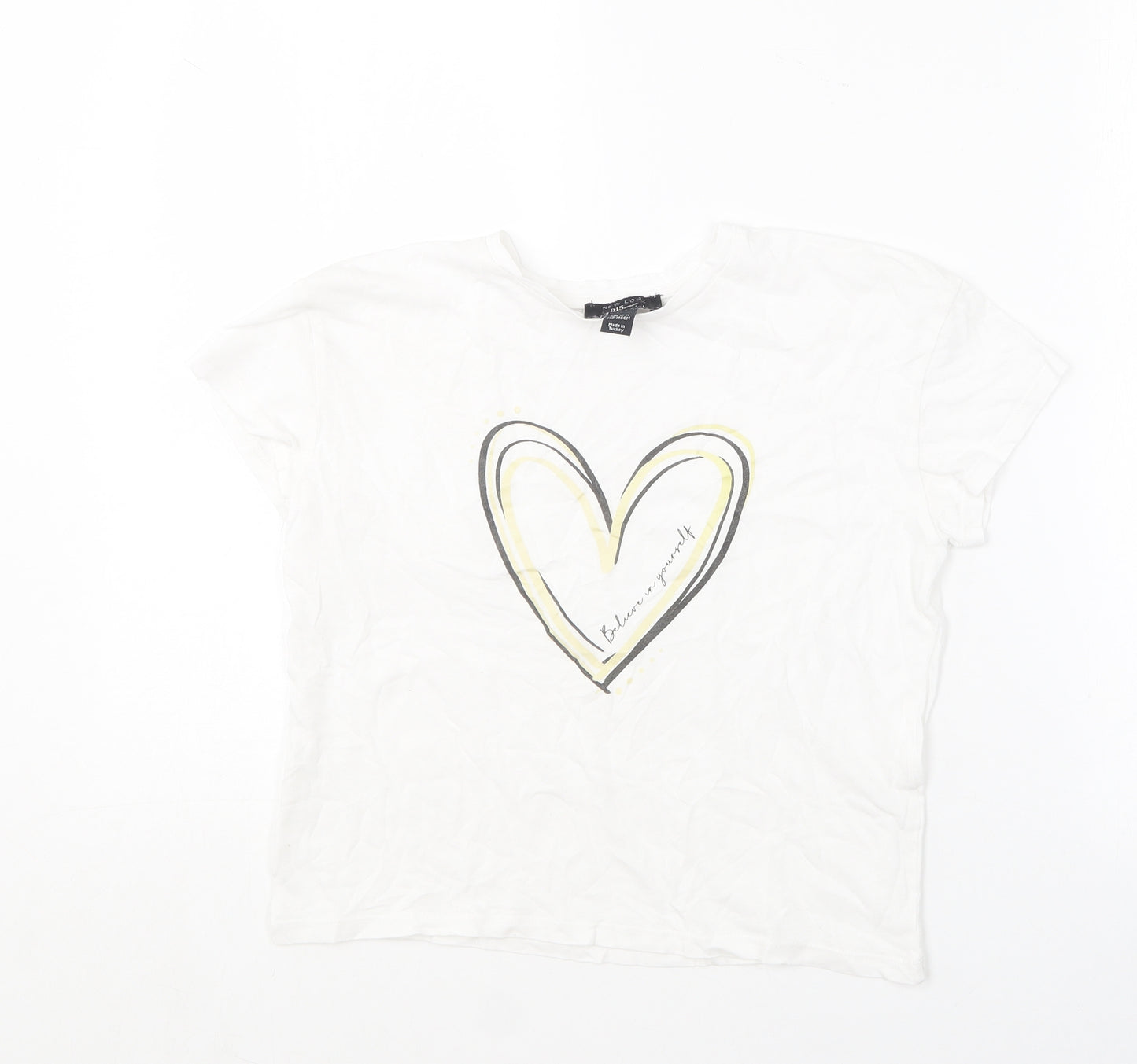 New Look Girls White  Cotton Basic T-Shirt Size 10-11 Years Round Neck