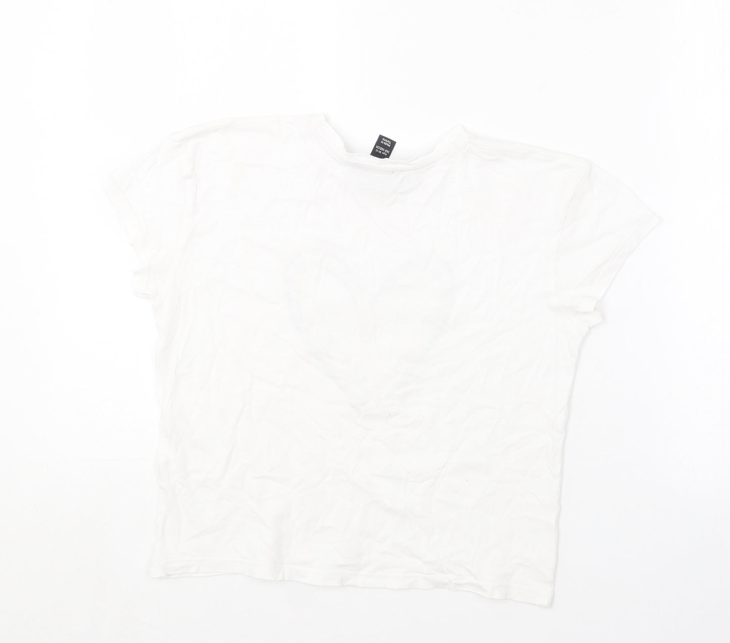 New Look Girls White  Cotton Basic T-Shirt Size 10-11 Years Round Neck