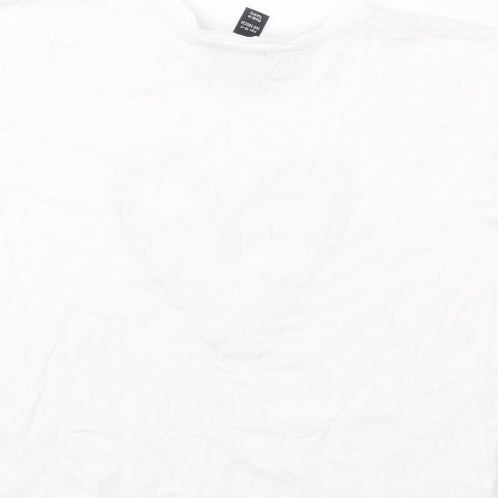 New Look Girls White  Cotton Basic T-Shirt Size 10-11 Years Round Neck