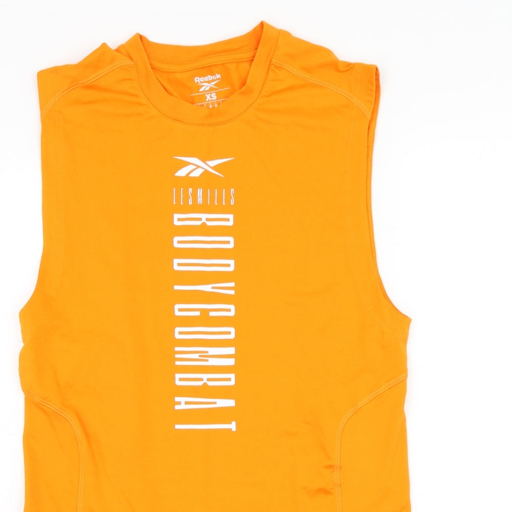 Reebok Womens Orange  Polyester Basic Tank Size XS Round Neck Pullover