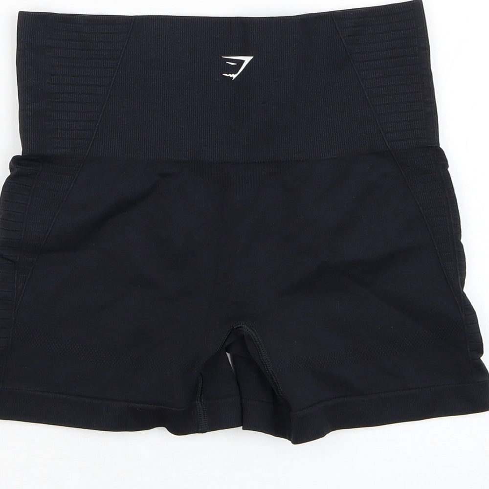 Gymshark Womens Black  Polyester Compression Shorts Size 26 in L5 in Regular