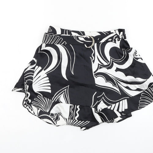 River Island Womens Black Geometric Polyester Bermuda Shorts Size S L3 in Regular