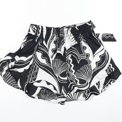 River Island Womens Black Geometric Polyester Bermuda Shorts Size S L3 in Regular