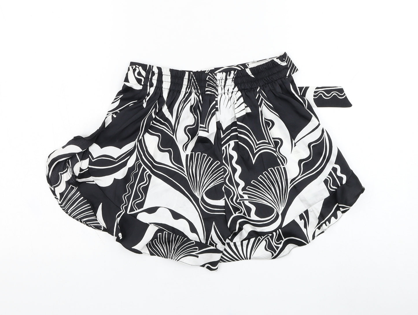 River Island Womens Black Geometric Polyester Bermuda Shorts Size S L3 in Regular