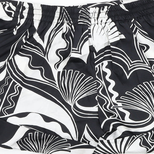 River Island Womens Black Geometric Polyester Bermuda Shorts Size S L3 in Regular