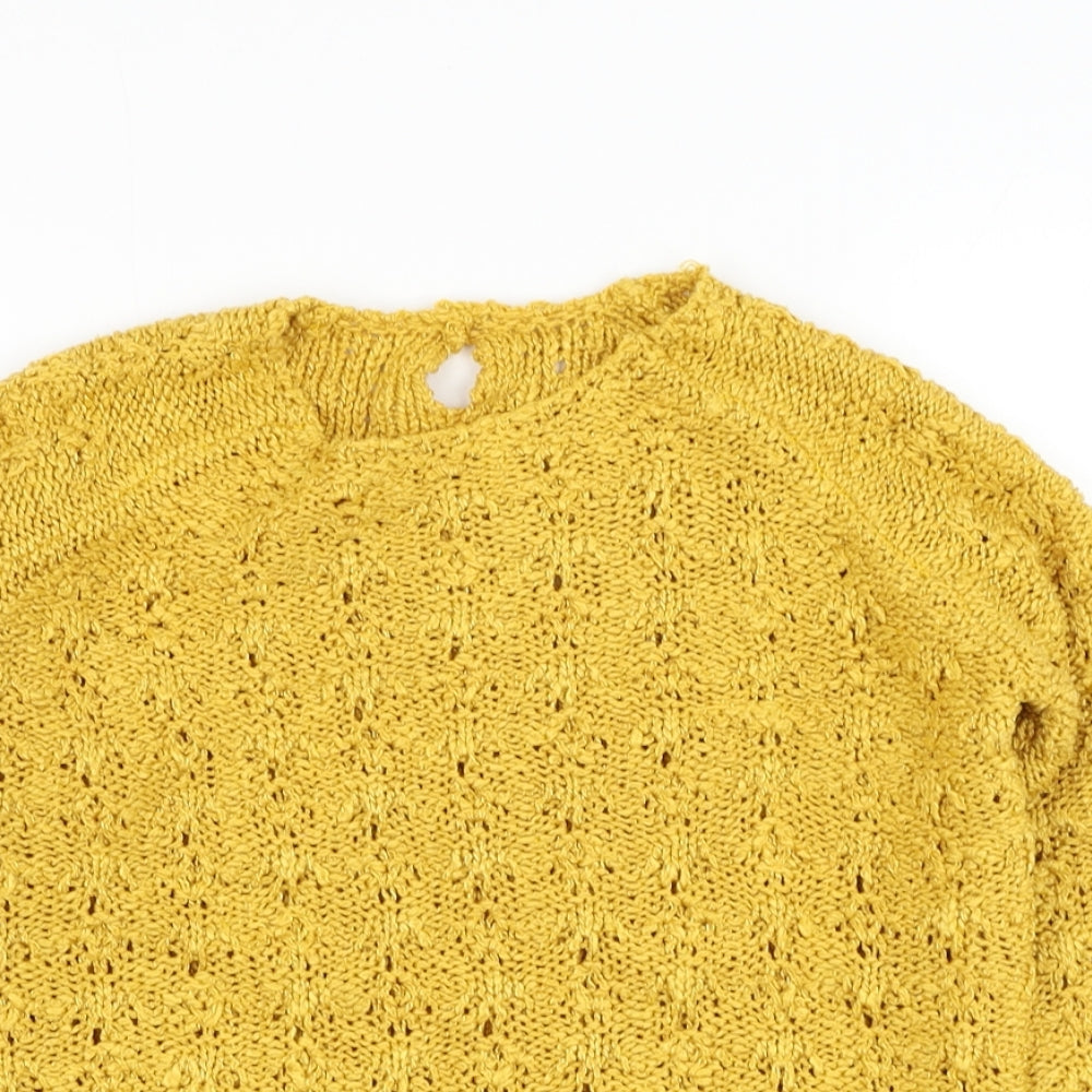 Dunnes Stores Girls Yellow Round Neck  Acrylic Pullover Jumper Size 8 Years  Pullover