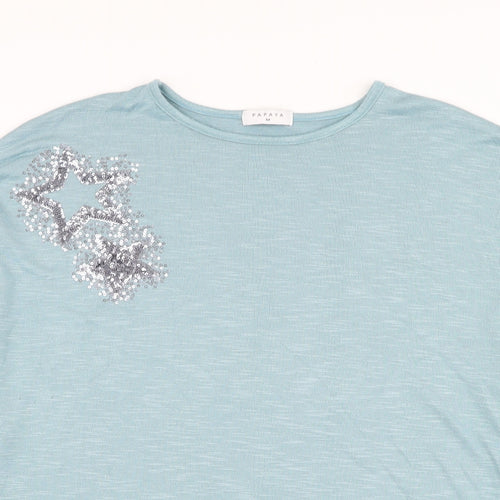 Papaya Womens Blue Round Neck  Polyester Pullover Jumper Size M   - Star