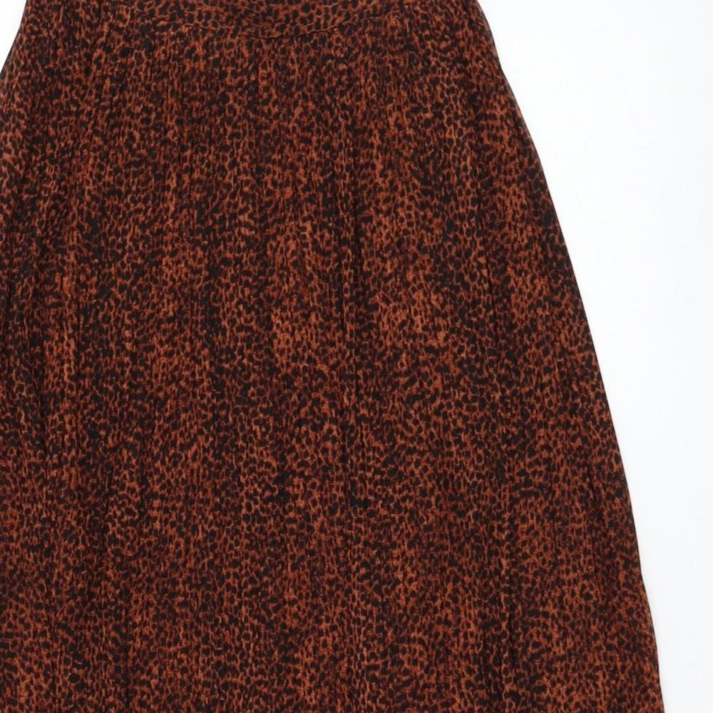 New Look Womens Brown Animal Print Polyester Flare Skirt Size 10