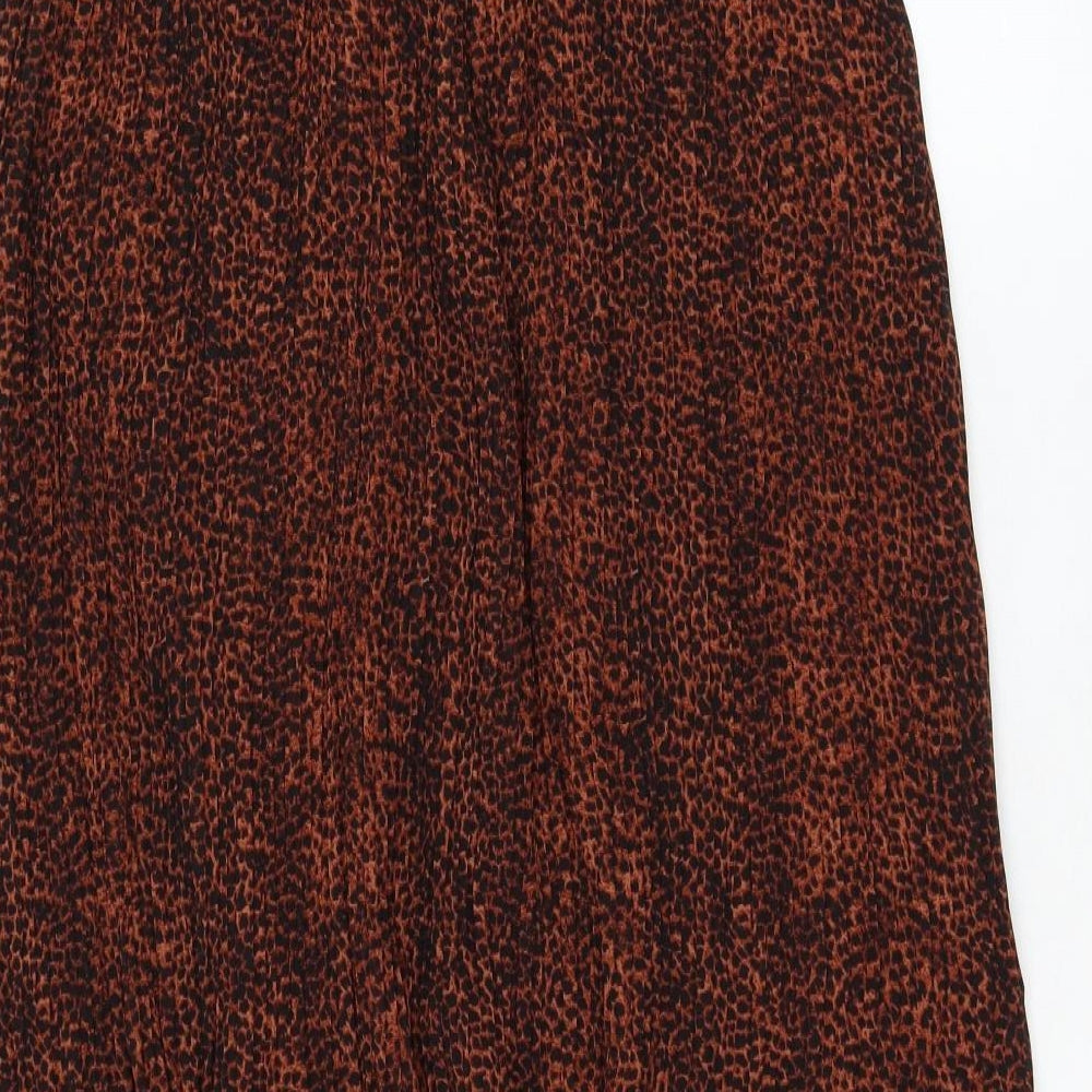 New Look Womens Brown Animal Print Polyester Flare Skirt Size 10