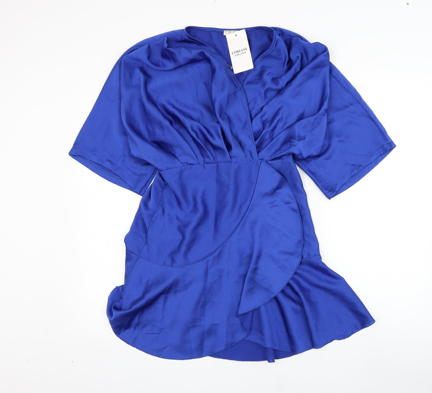 Made in Italy Womens Blue  Polyester Wrap Blouse Size S V-Neck