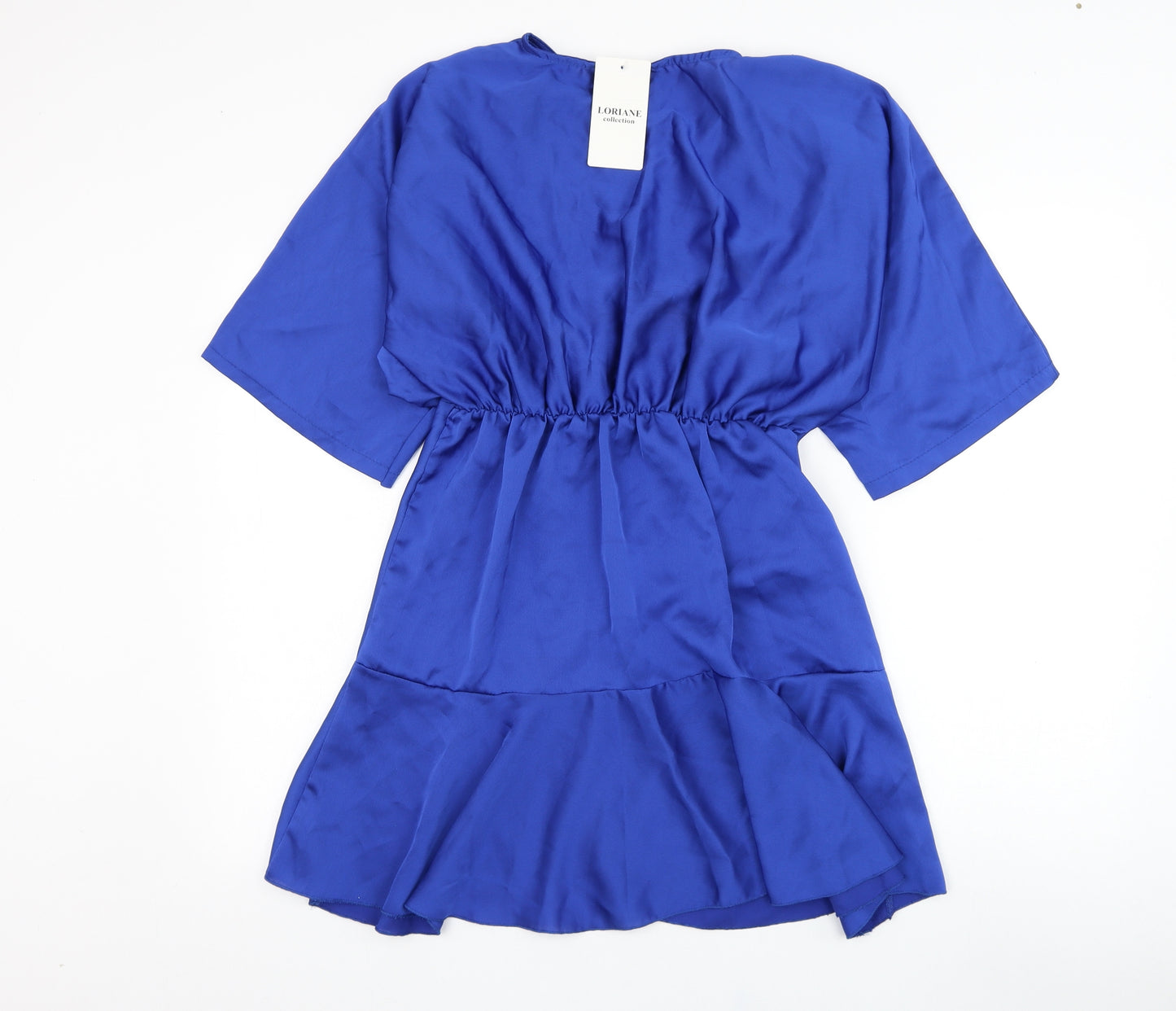 Made in Italy Womens Blue  Polyester Wrap Blouse Size S V-Neck