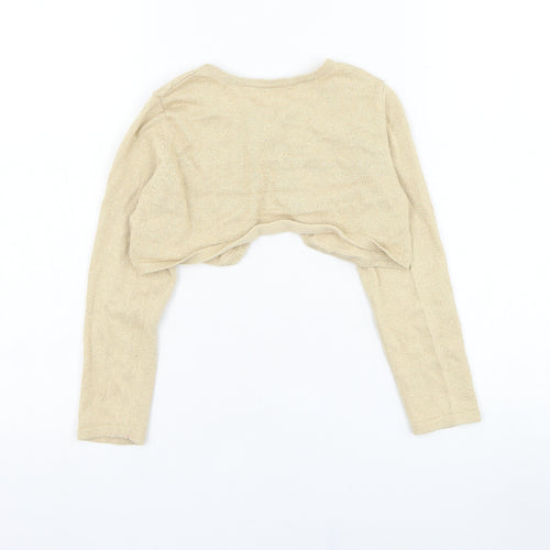 H&M Girls Gold Round Neck  Cotton Cardigan Jumper Size 4-5 Years  Button