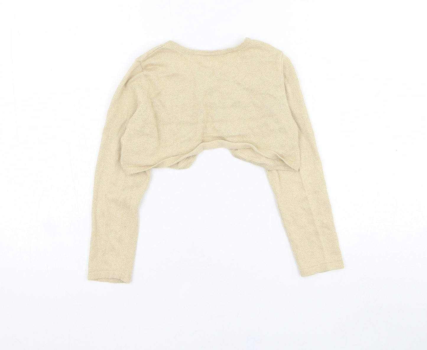 H&M Girls Gold Round Neck  Cotton Cardigan Jumper Size 4-5 Years  Button