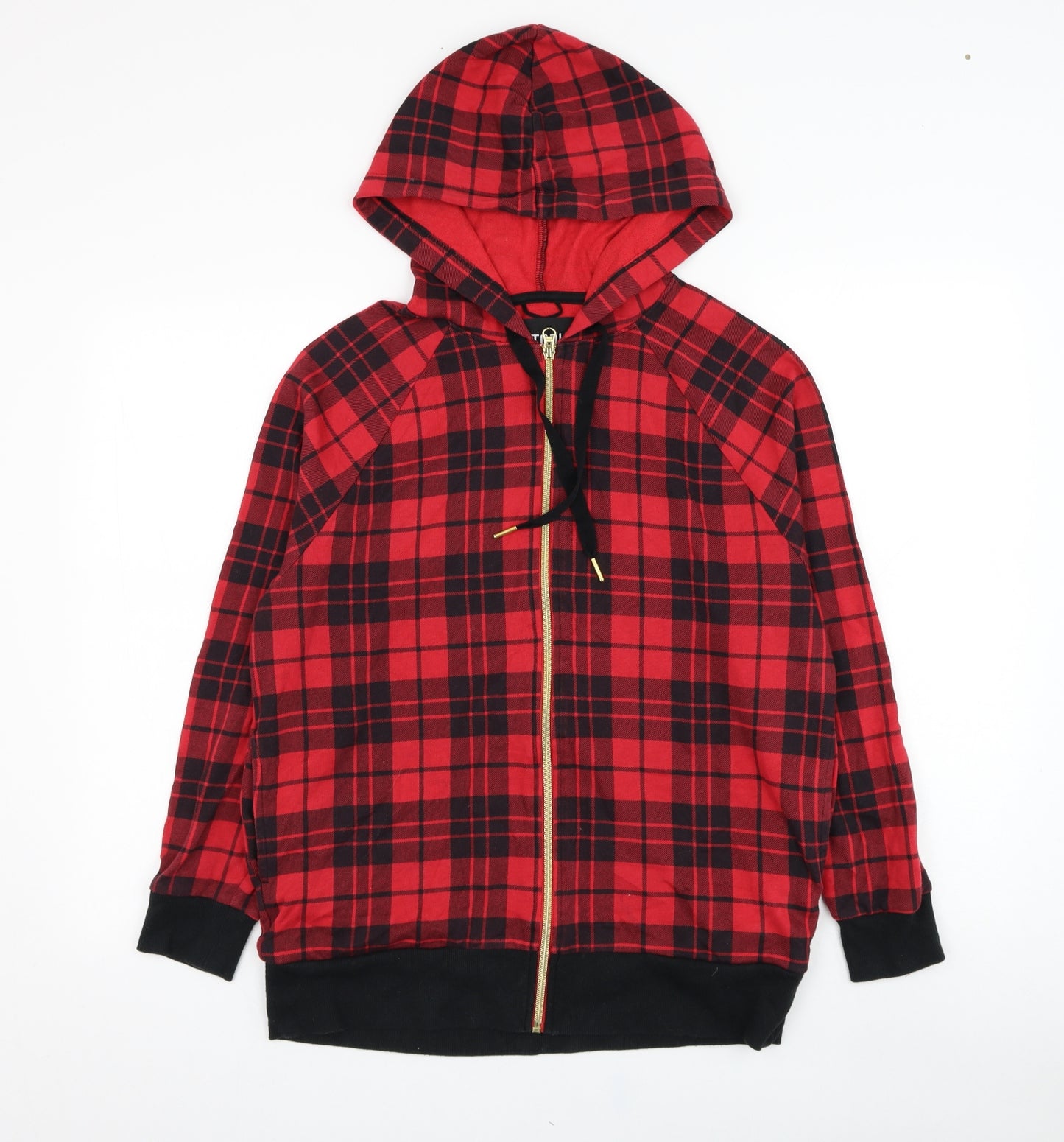 Victoria Sport Womens Red Check Cotton Full Zip Hoodie Size XS  Zip