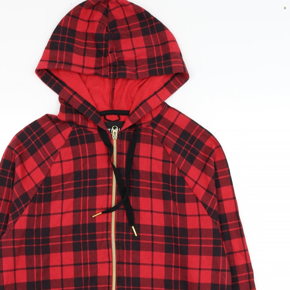 Victoria Sport Womens Red Check Cotton Full Zip Hoodie Size XS  Zip