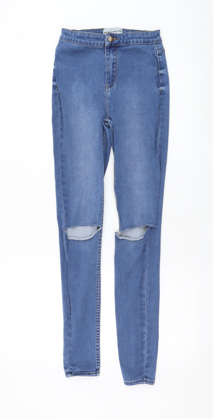 New Look Womens Blue Cotton Skinny Jeans Size 8 L29 in Regular Zip