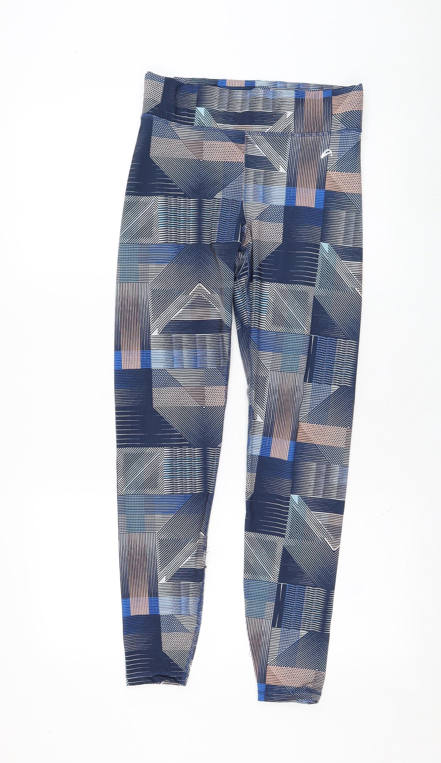 F&F Womens Blue Geometric Polyester Compression Leggings Size 26 in L27 in Regular Pullover