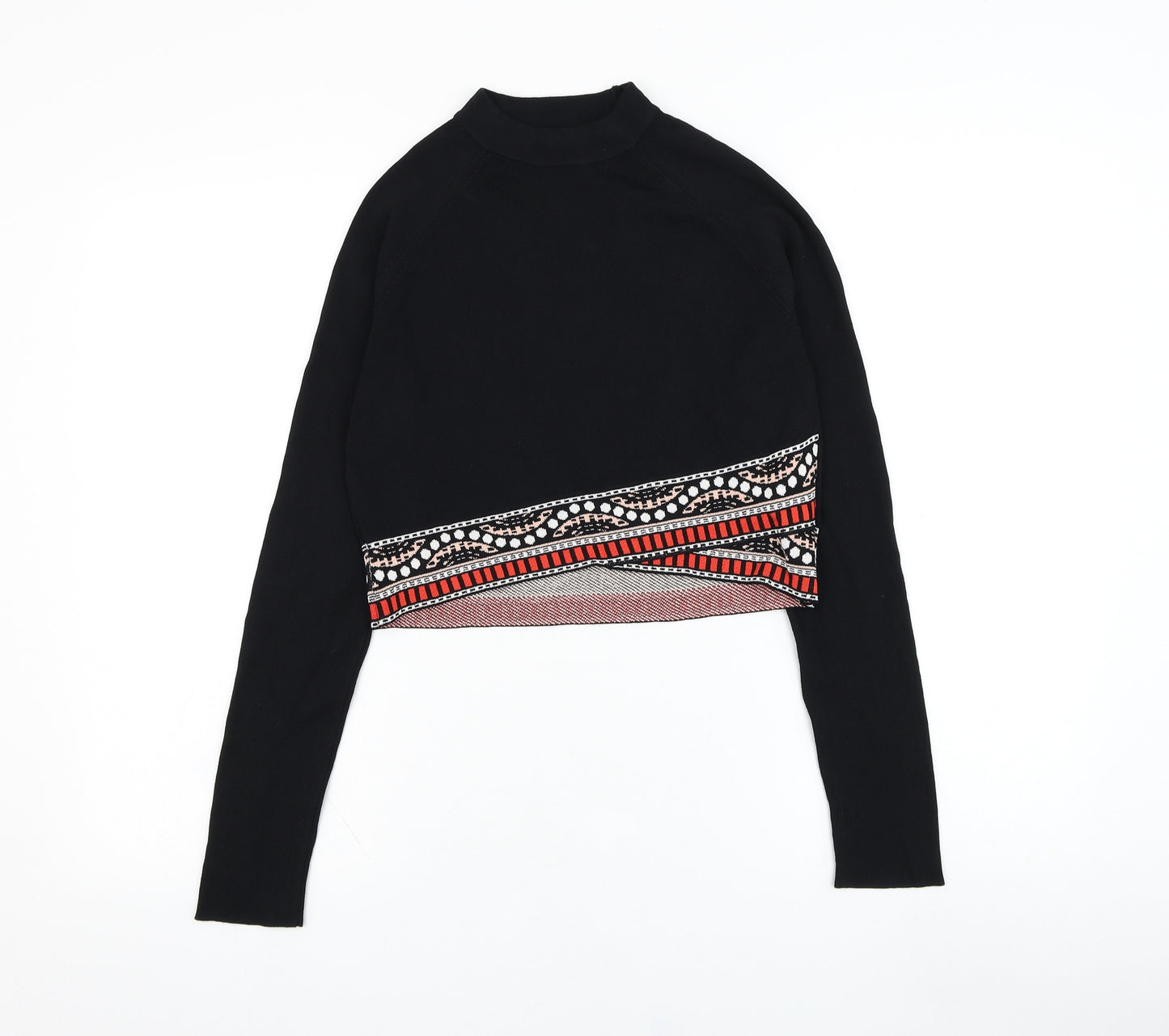 River Island Womens Black Mock Neck  Viscose Pullover Jumper Size 12   - Cropped