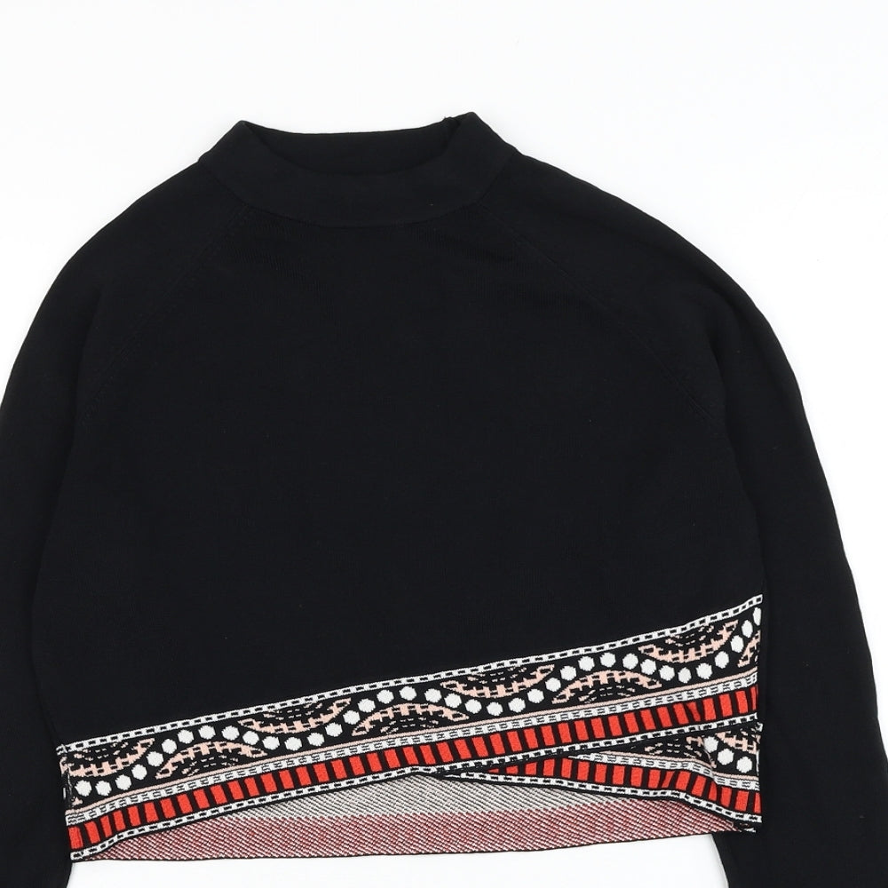 River Island Womens Black Mock Neck  Viscose Pullover Jumper Size 12   - Cropped