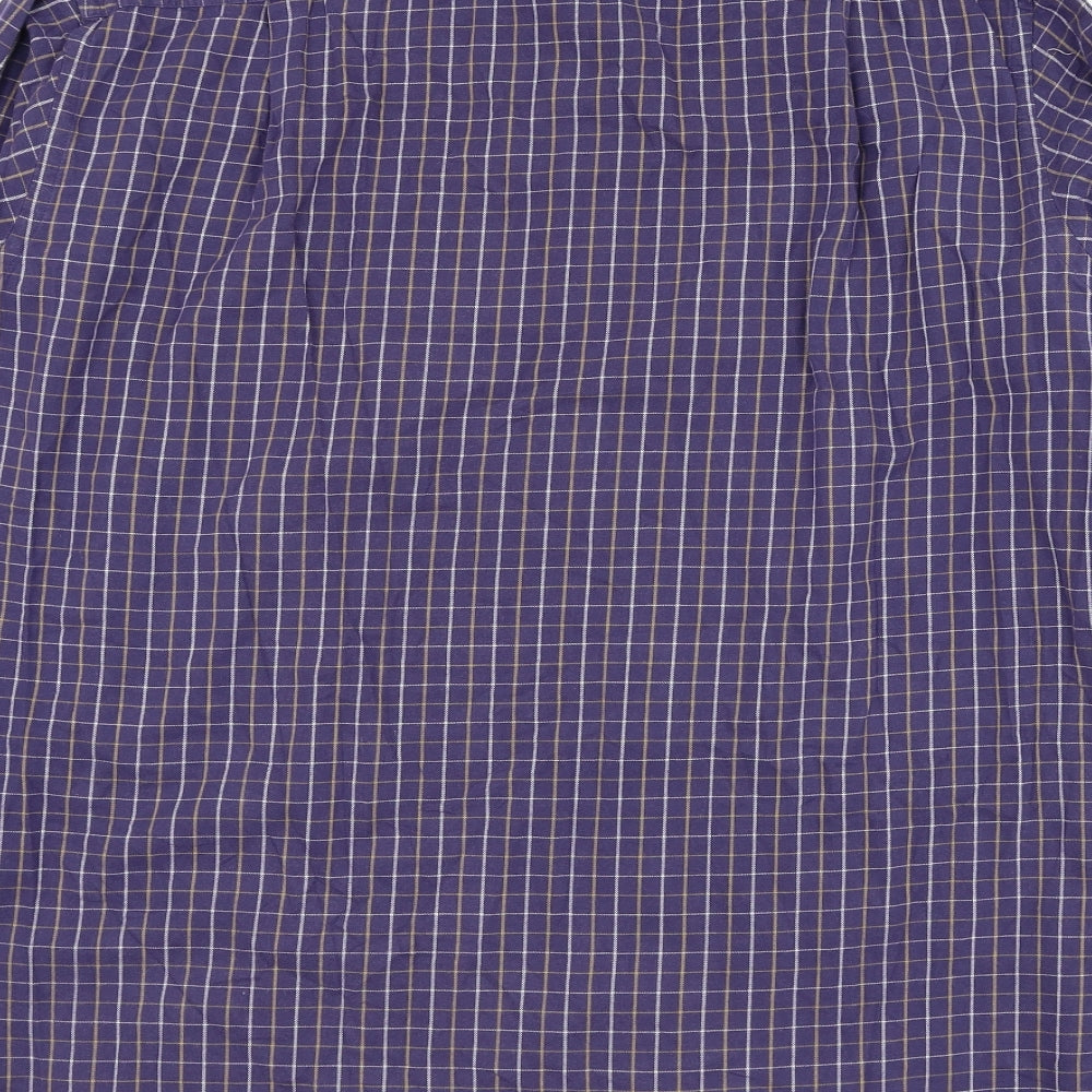 Marks and Spencer Mens Purple Check Cotton  Dress Shirt Size 16.5 Collared Button