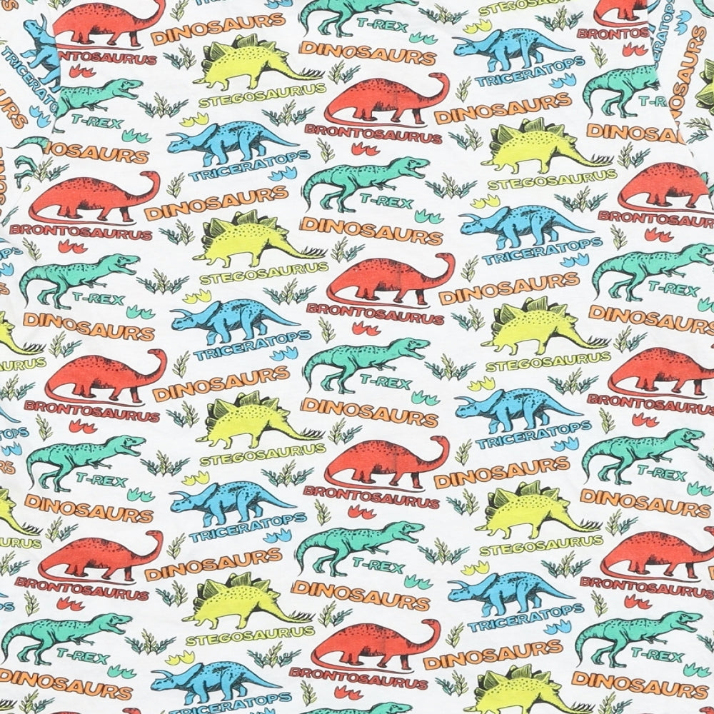 City Comfort Boys White  Cotton Basic T-Shirt Size 9-10 Years Round Neck Pullover - Dinosaur