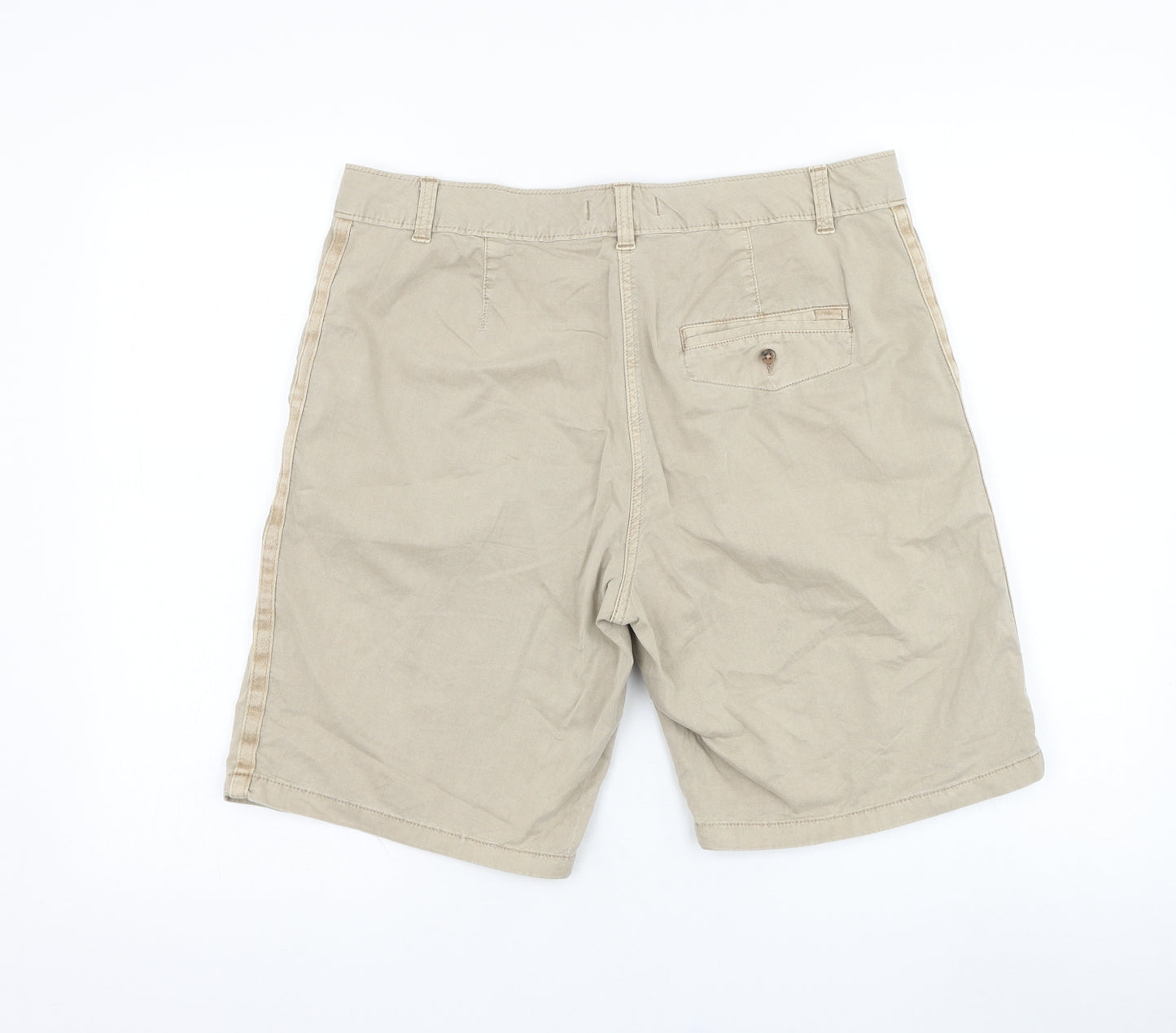 Marks and Spencer Womens Beige  Cotton Bermuda Shorts Size 14 L10 in Regular Zip