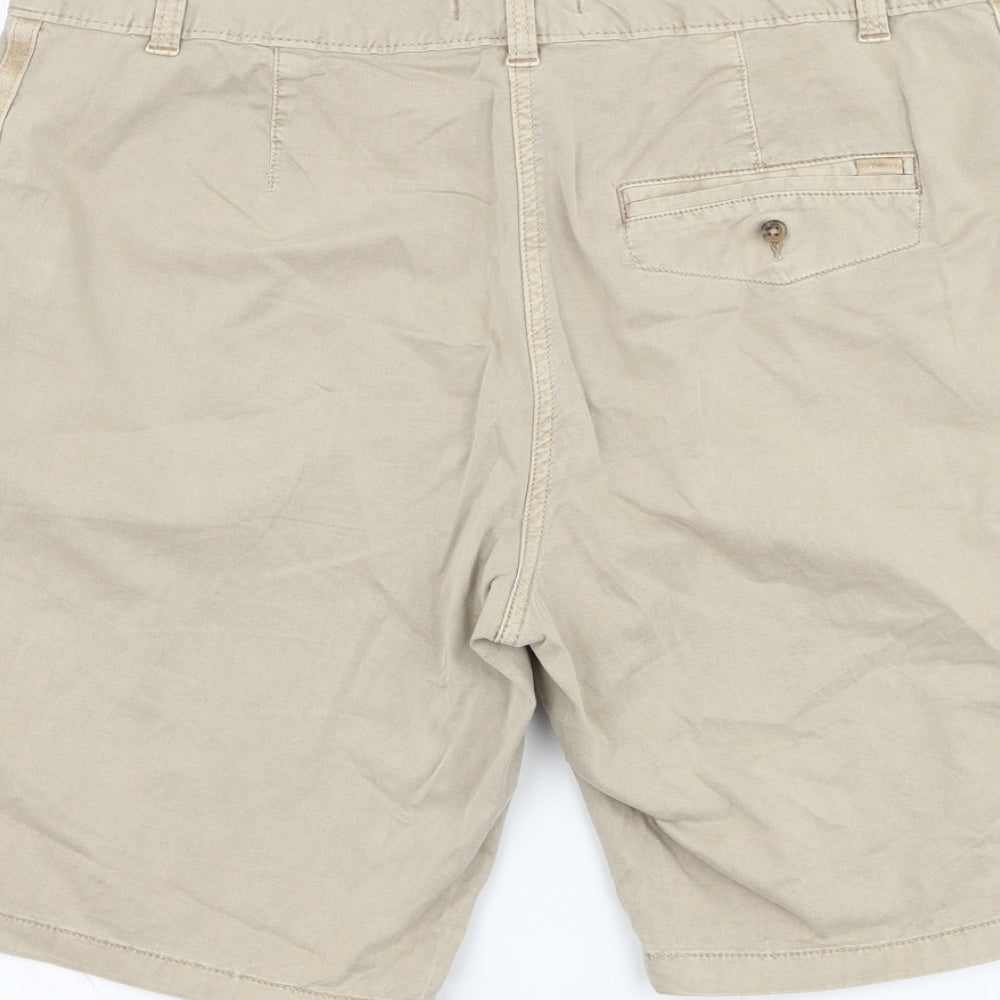 Marks and Spencer Womens Beige  Cotton Bermuda Shorts Size 14 L10 in Regular Zip