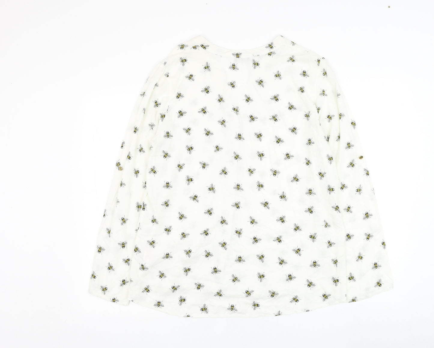 F&F Womens White  Cotton Basic Button-Up Size 14 Round Neck - Bumble bee