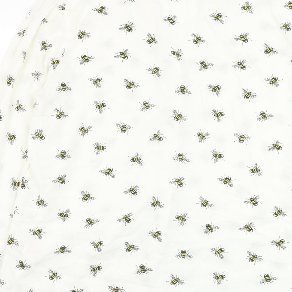 F&F Womens White  Cotton Basic Button-Up Size 14 Round Neck - Bumble bee