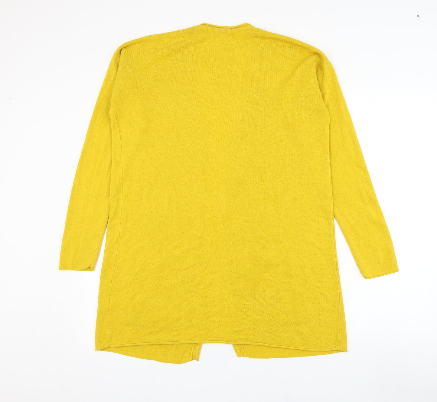 TU Womens Yellow Square Neck  Acrylic Cardigan Jumper Size 14