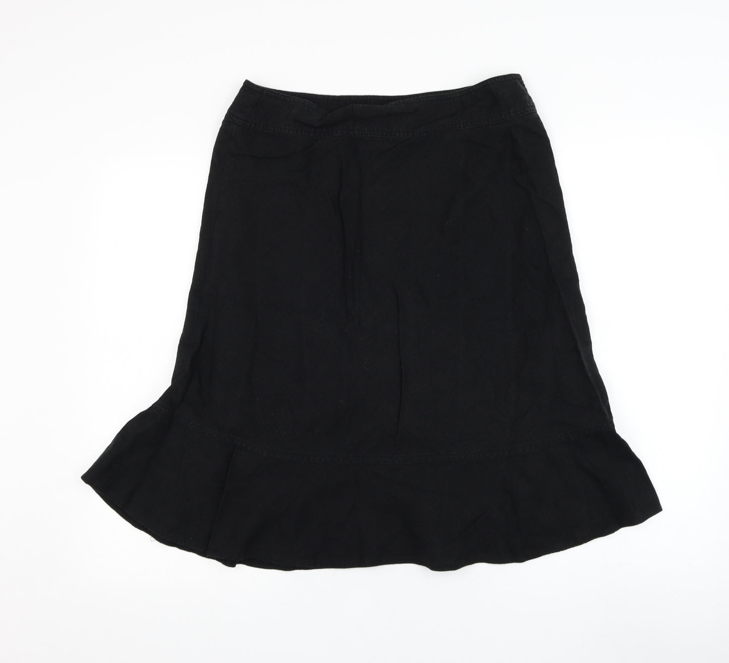 George Womens Black  Linen A-Line Skirt Size 12   Zip