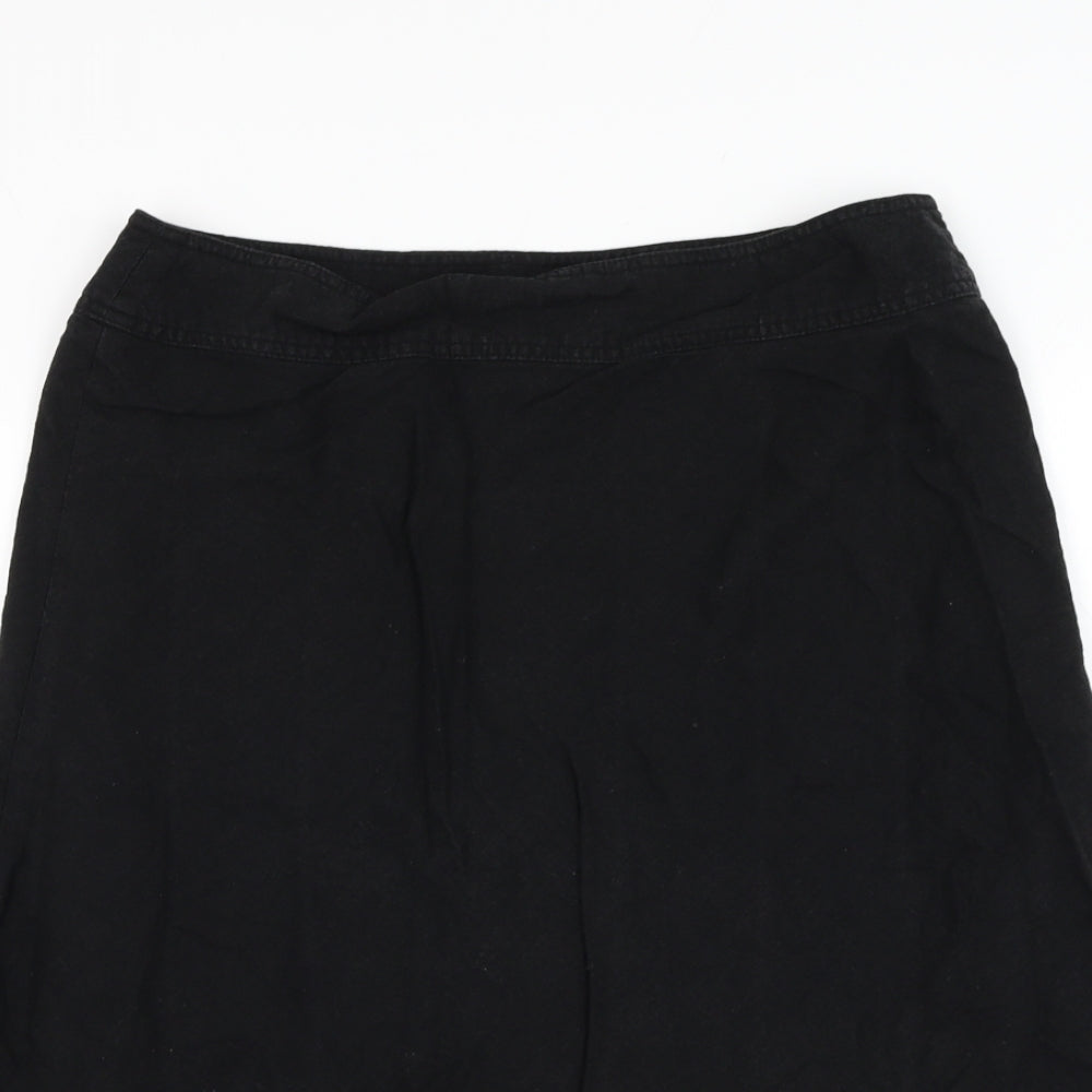 George Womens Black  Linen A-Line Skirt Size 12   Zip