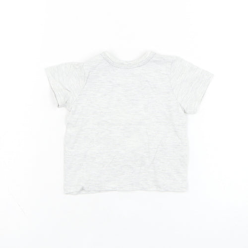 George Boys Grey  Cotton Basic T-Shirt Size 0-3 Months Round Neck Pullover - Dinosaur