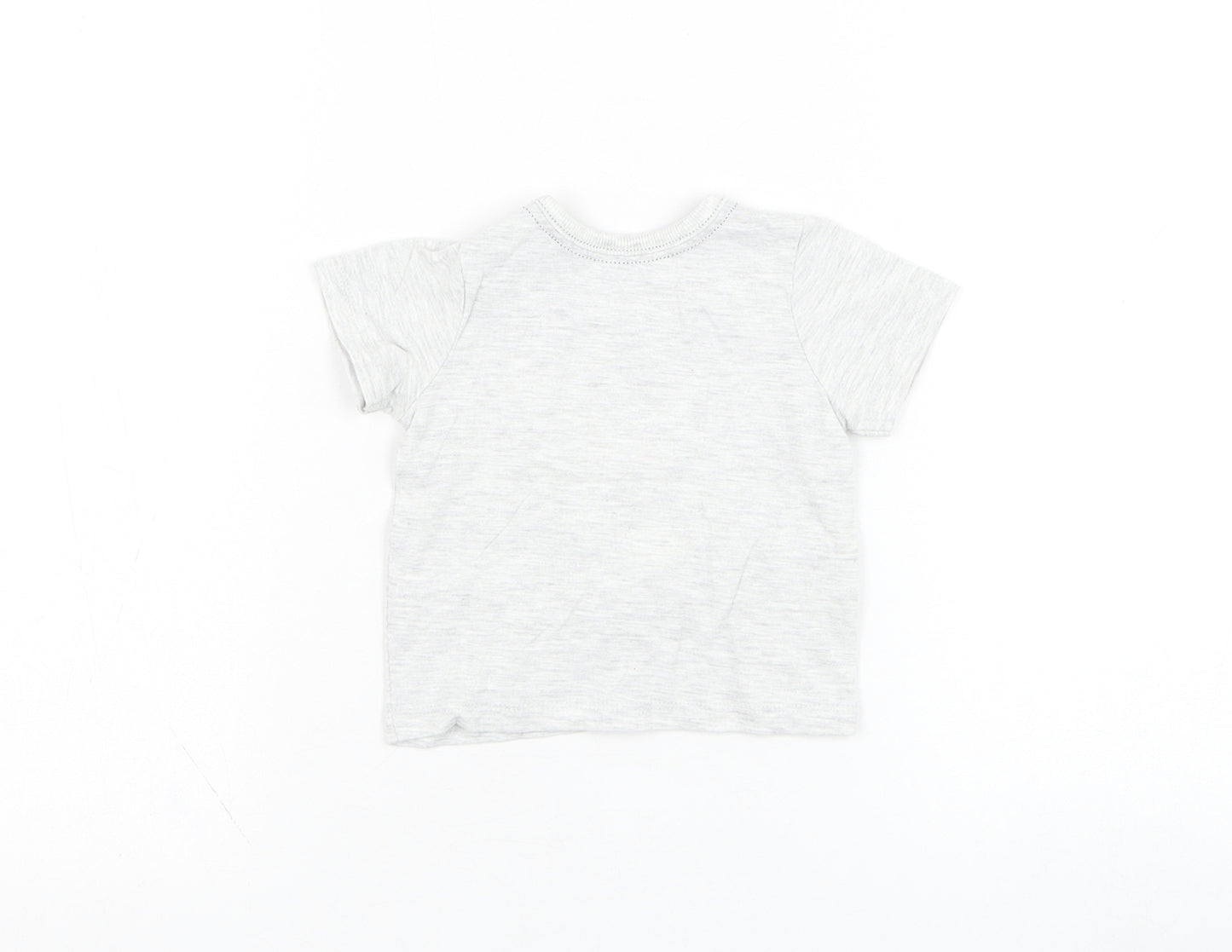 George Boys Grey  Cotton Basic T-Shirt Size 0-3 Months Round Neck Pullover - Dinosaur