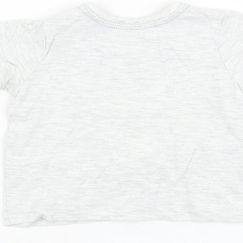 George Boys Grey  Cotton Basic T-Shirt Size 0-3 Months Round Neck Pullover - Dinosaur
