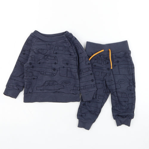 Primark Boys Blue  Cotton Trousers Outfit/Set Size 3-6 Months  Pullover - Vehicle